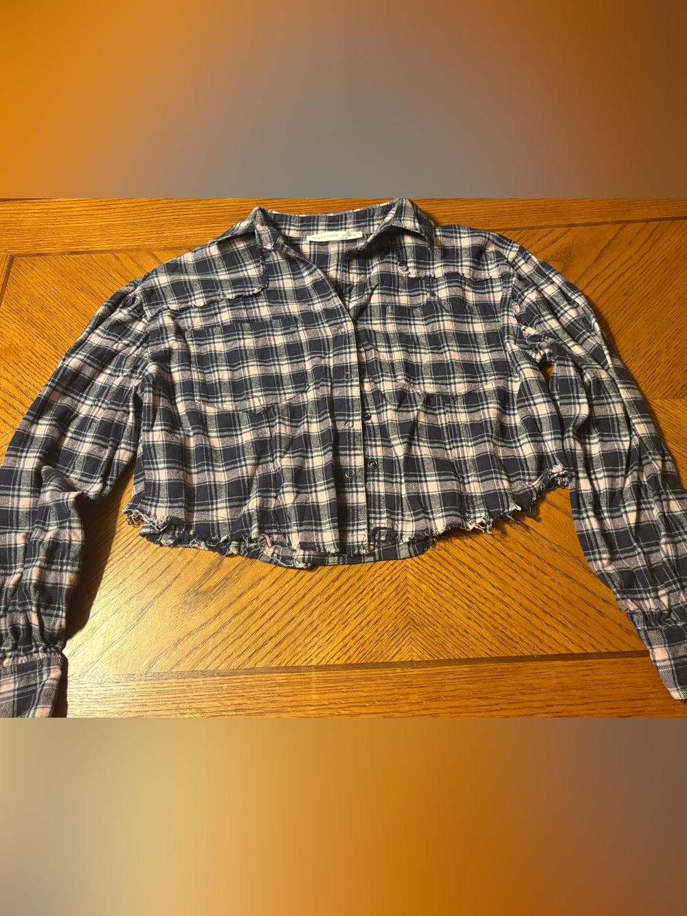 Altar’d state Cropped Plaid snap up Shirt size small